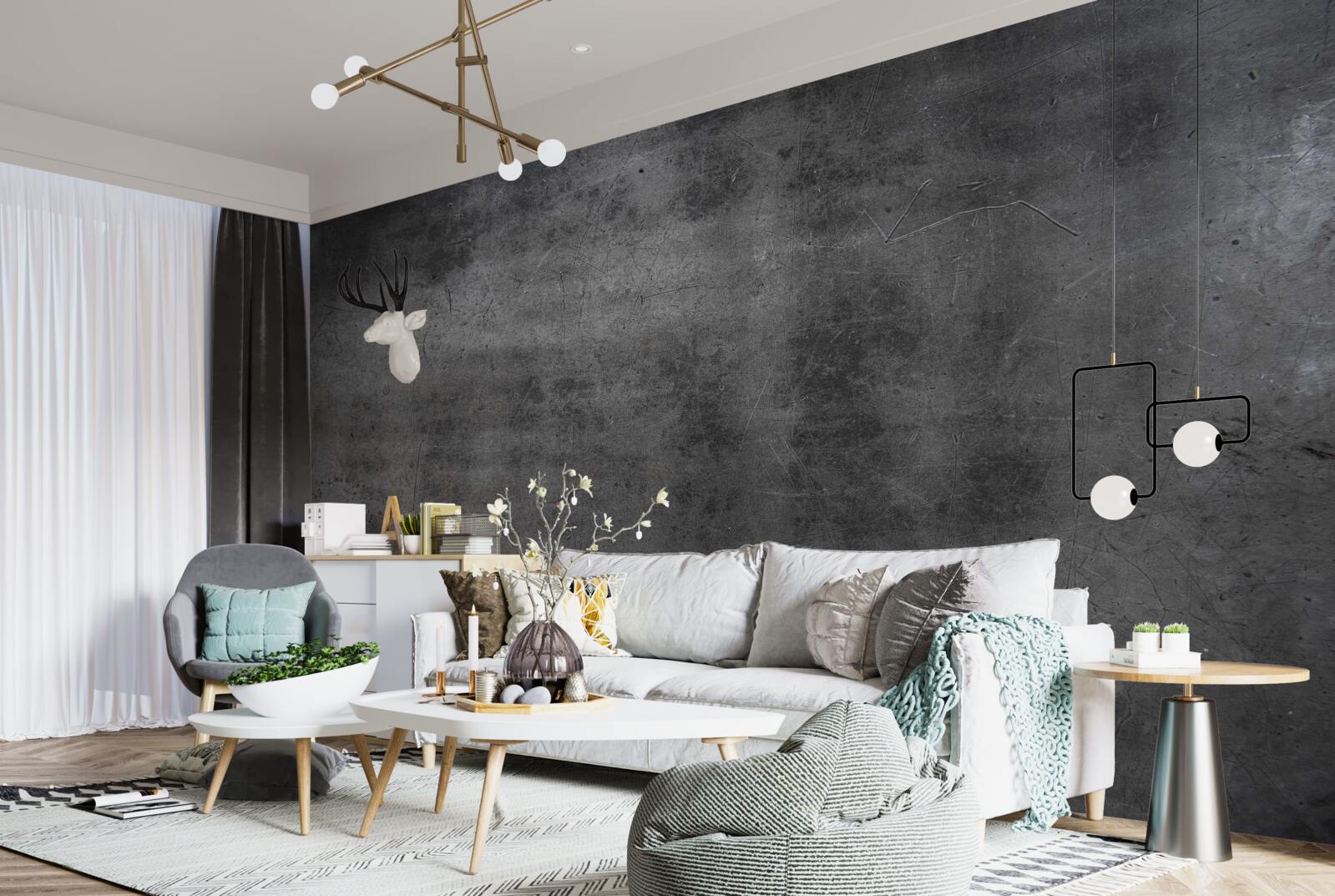 Fotobehang metallic grunge in donkere kleuren