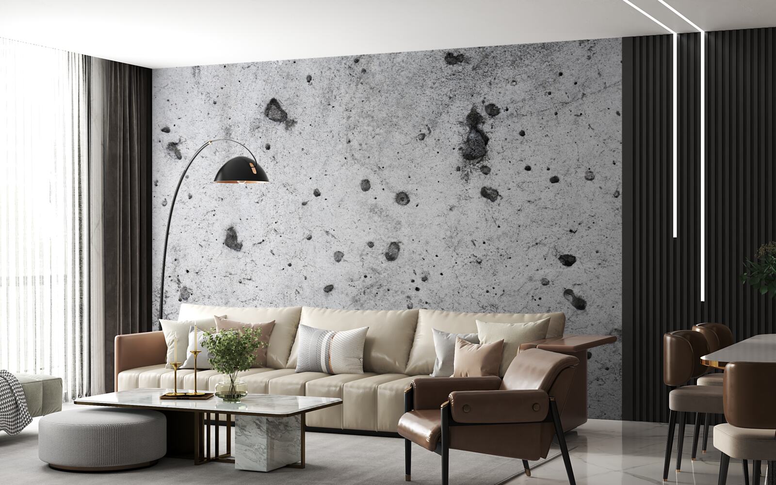 Fotobehang betonnen muur met donkere vlekken