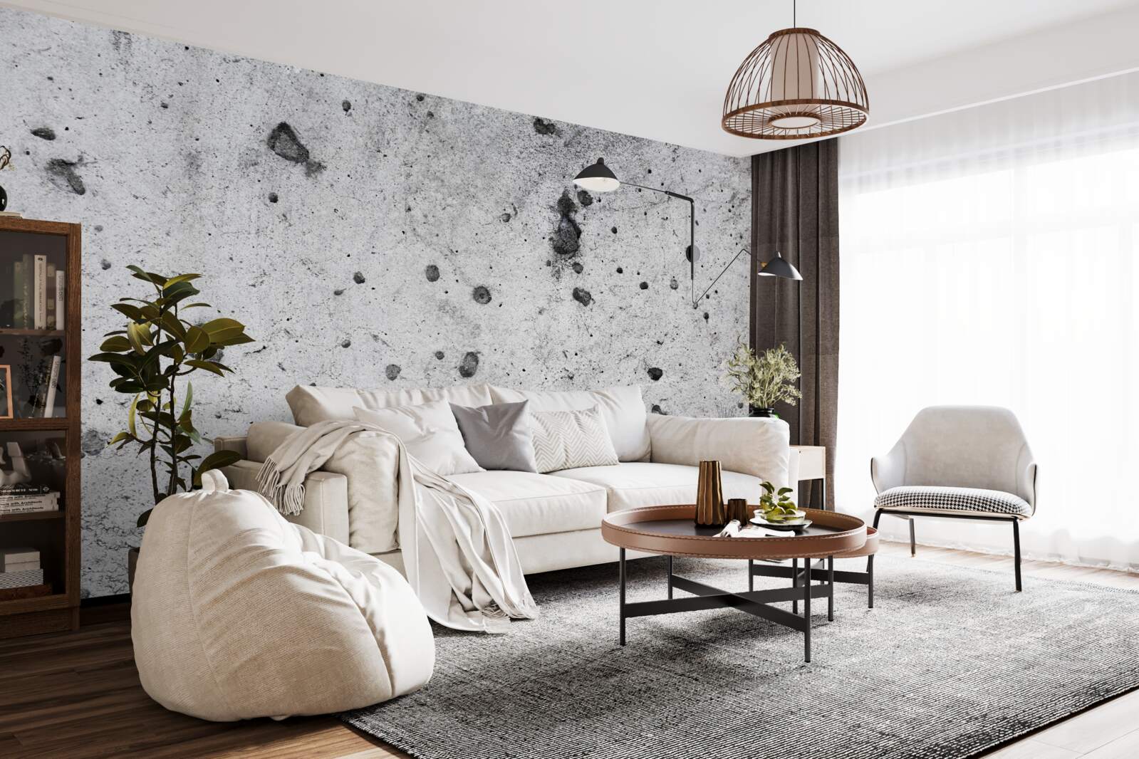 Fotobehang betonnen muur met donkere vlekken