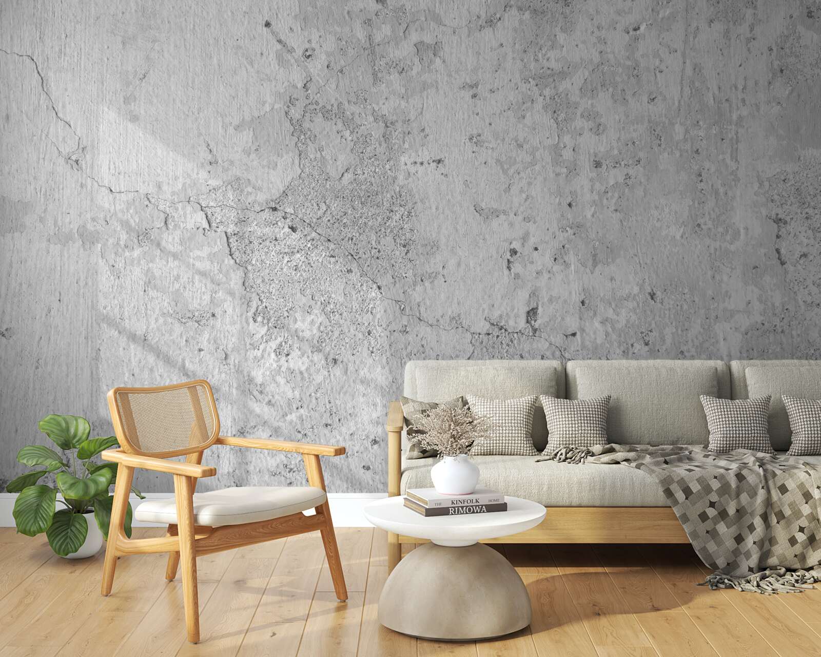 Fotobehang het cement is grijs en bedekt met krassen