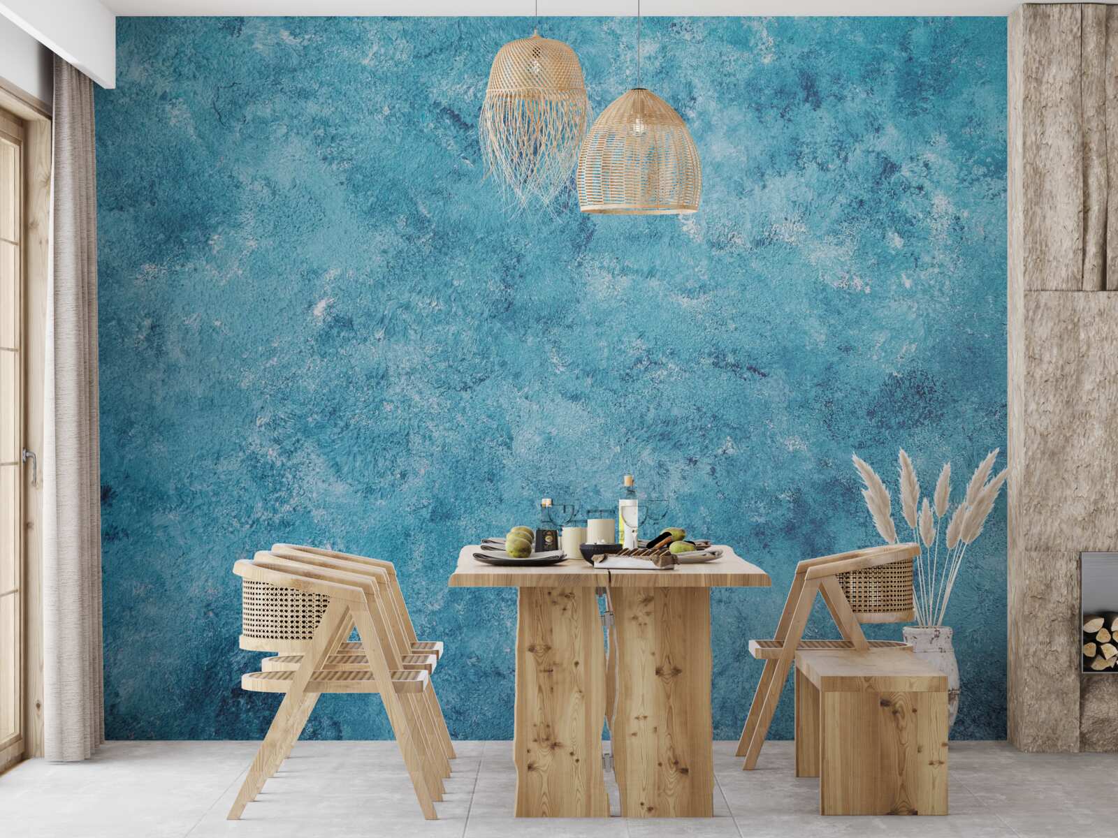 Fotobehang conceptuele golf van blauwe flikkering