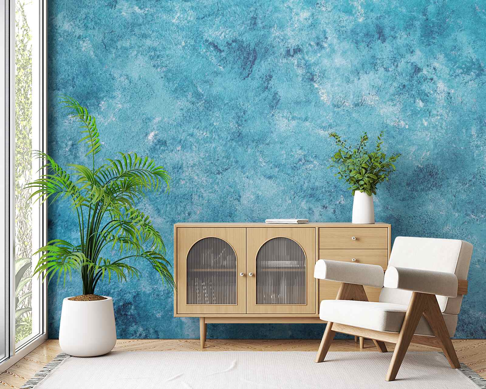 Fotobehang conceptuele golf van blauwe flikkering