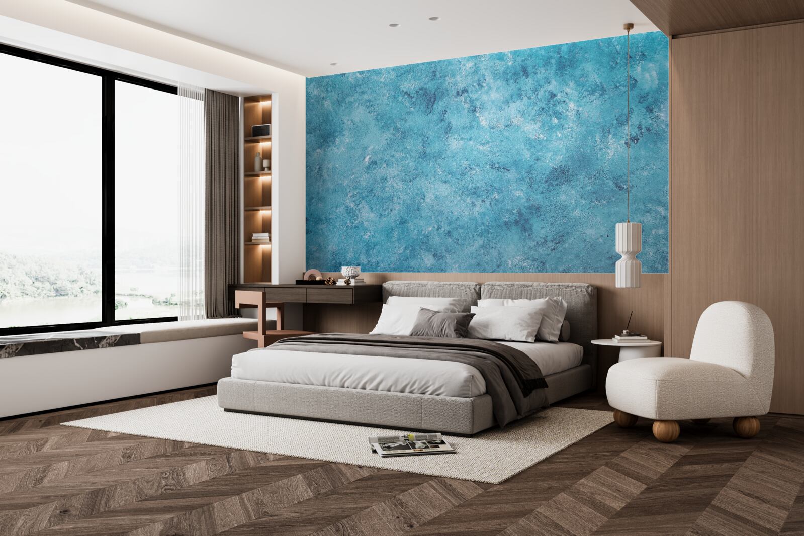 Fotobehang conceptuele golf van blauwe flikkering