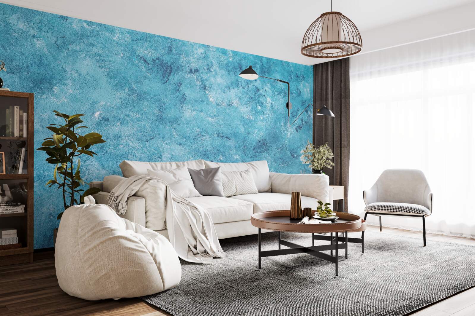 Fotobehang conceptuele golf van blauwe flikkering