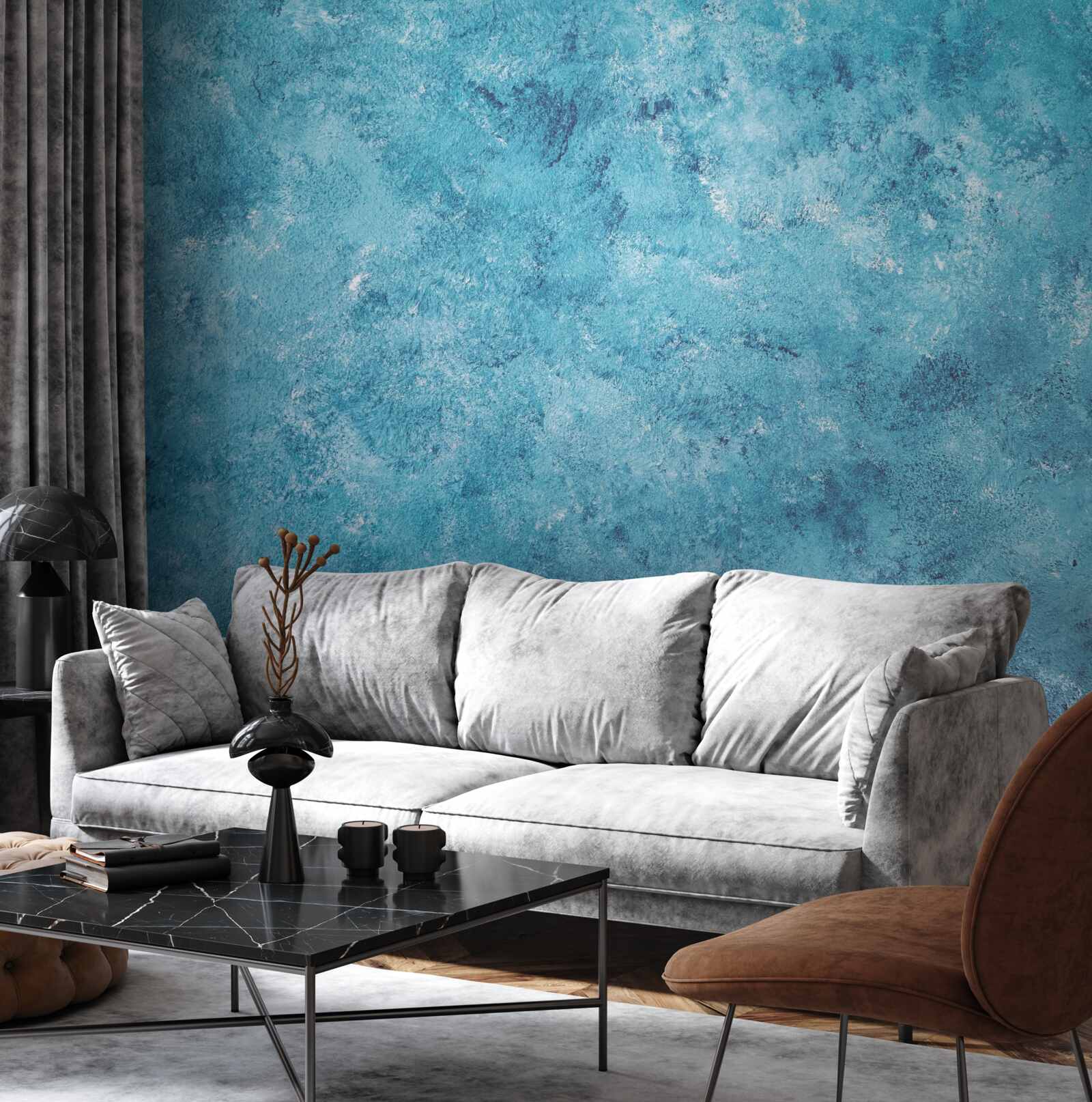 Fotobehang conceptuele golf van blauwe flikkering