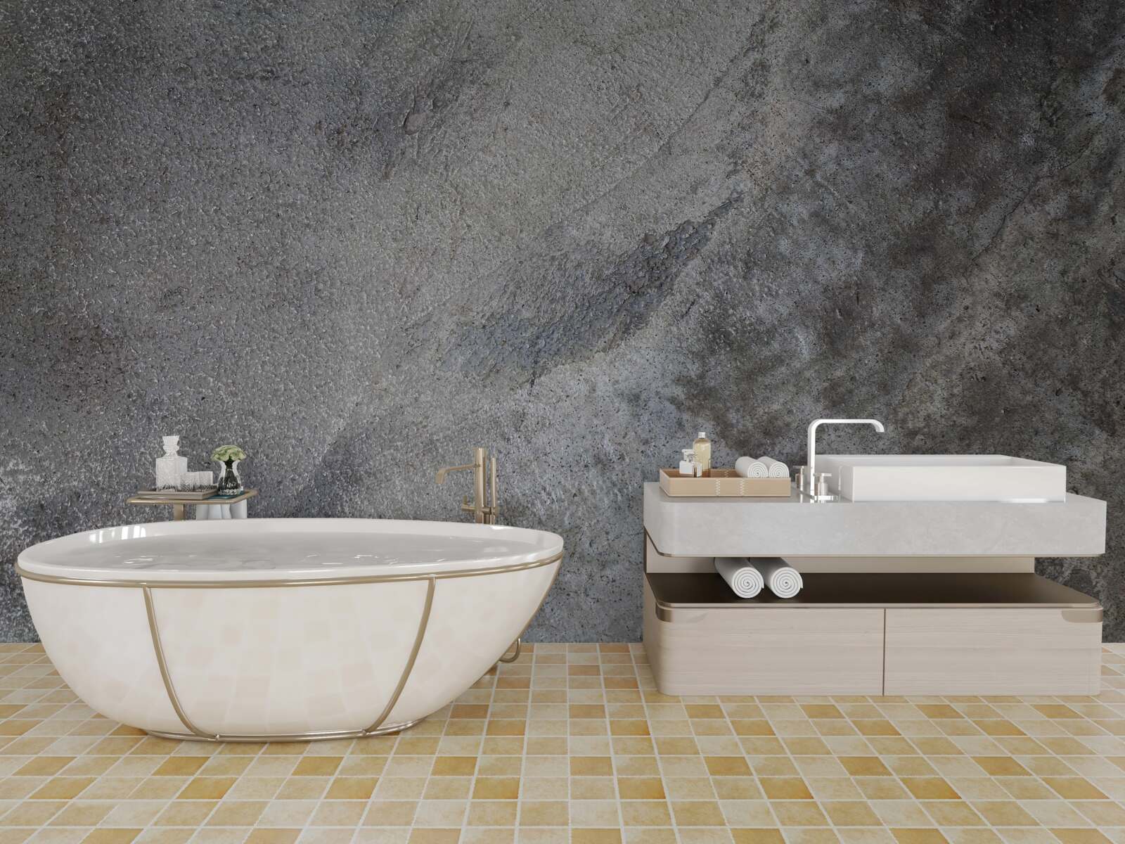 Fotobehang Gepolijste cementmuur