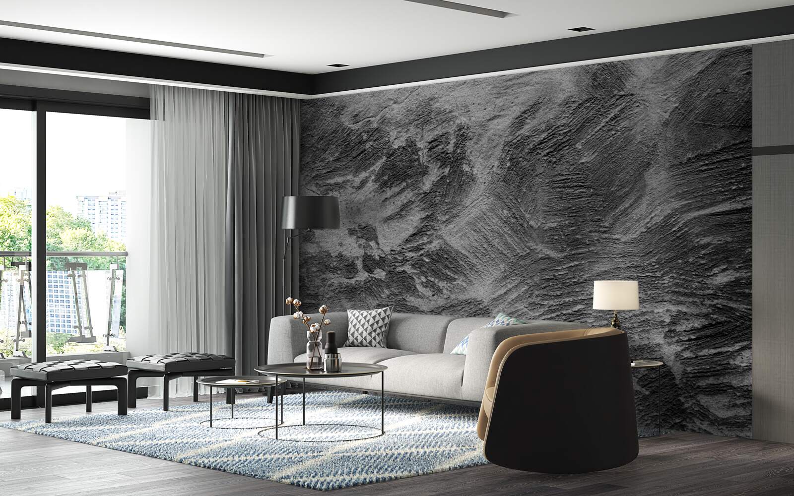 Fotobehang decoratieve strepen in lichte en donkere tinten