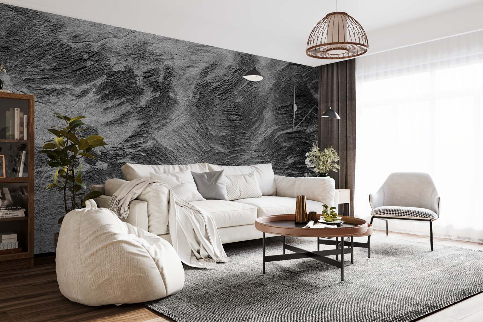 Fotobehang decoratieve strepen in lichte en donkere tinten