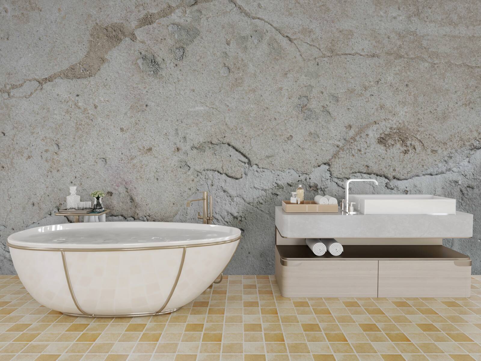 Fotobehang betonnen muur met gebreken