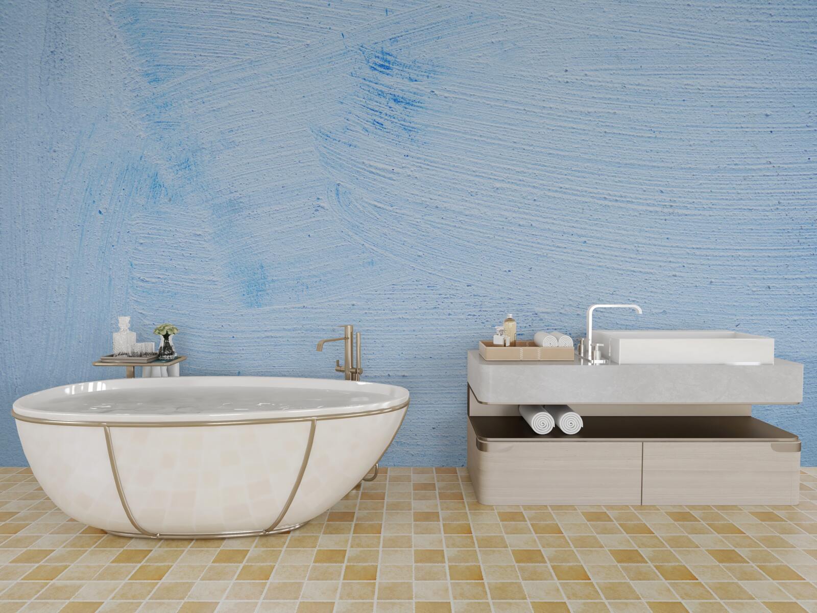 Fotobehang een laag zacht azuurblauw gips