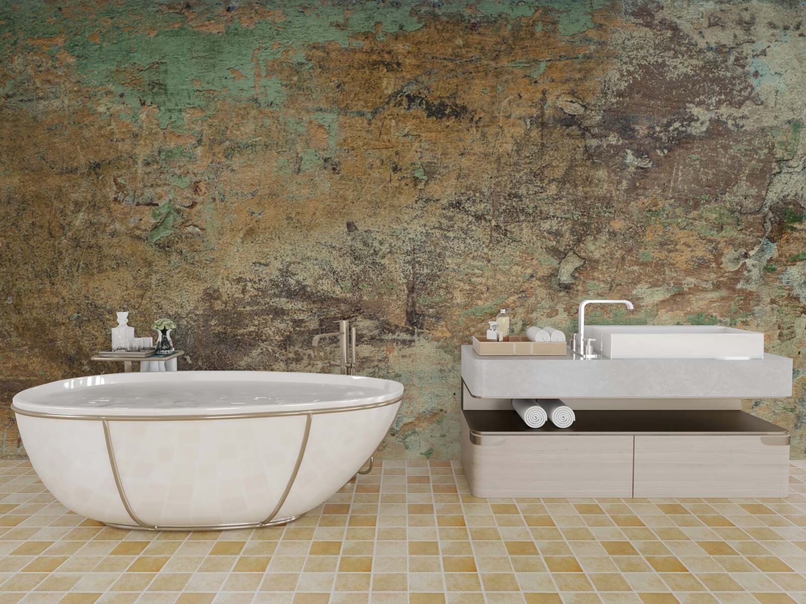 Fotobehang Muur met abstracte roest