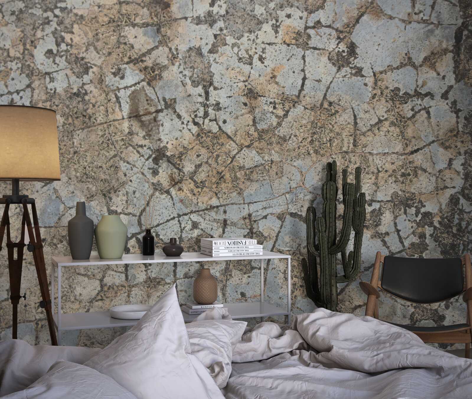 Fotobehang marmeren oppervlak, bezaaid met barsten