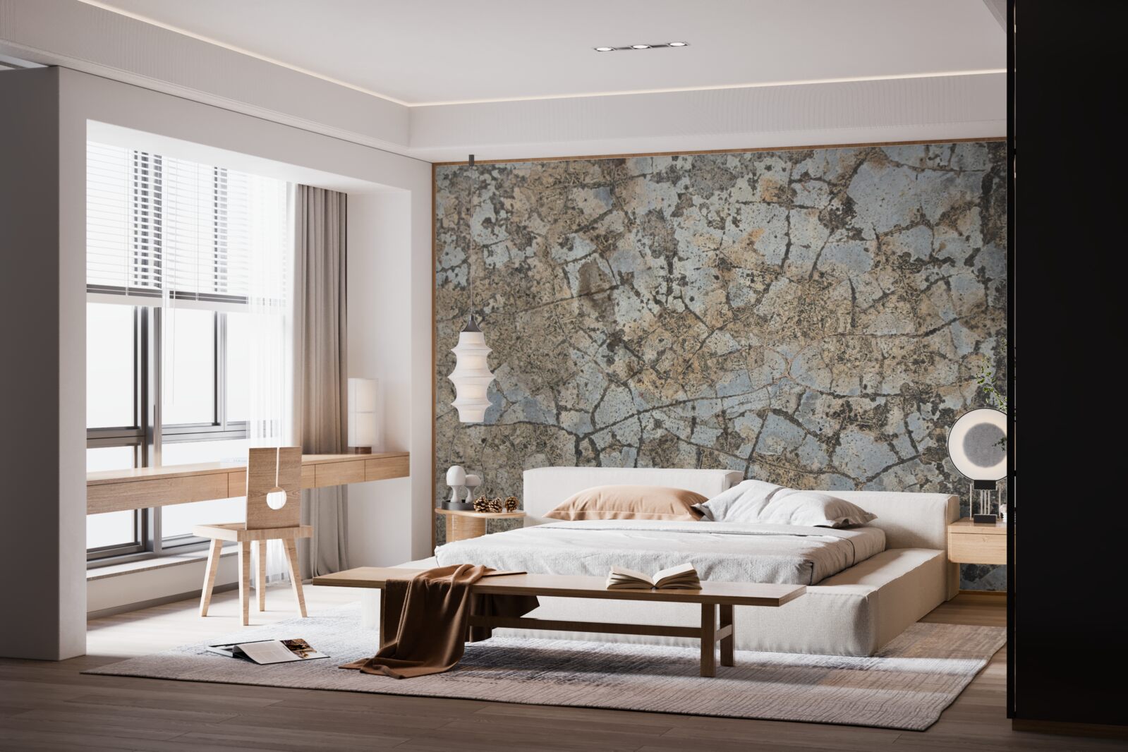 Fotobehang marmeren oppervlak, bezaaid met barsten