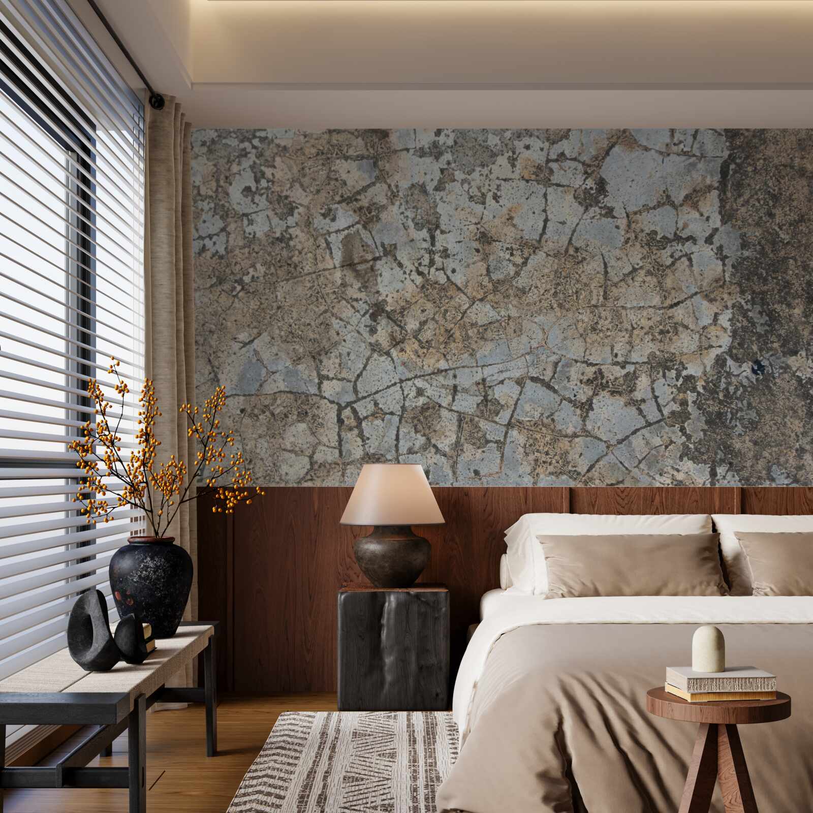 Fotobehang marmeren oppervlak, bezaaid met barsten