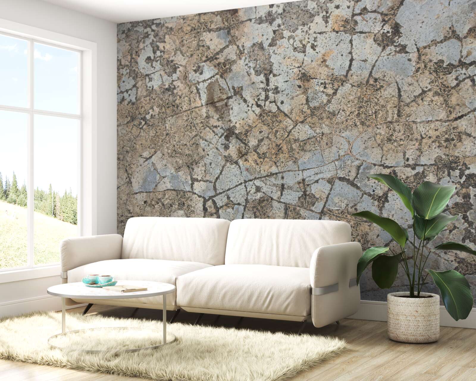 Fotobehang marmeren oppervlak, bezaaid met barsten