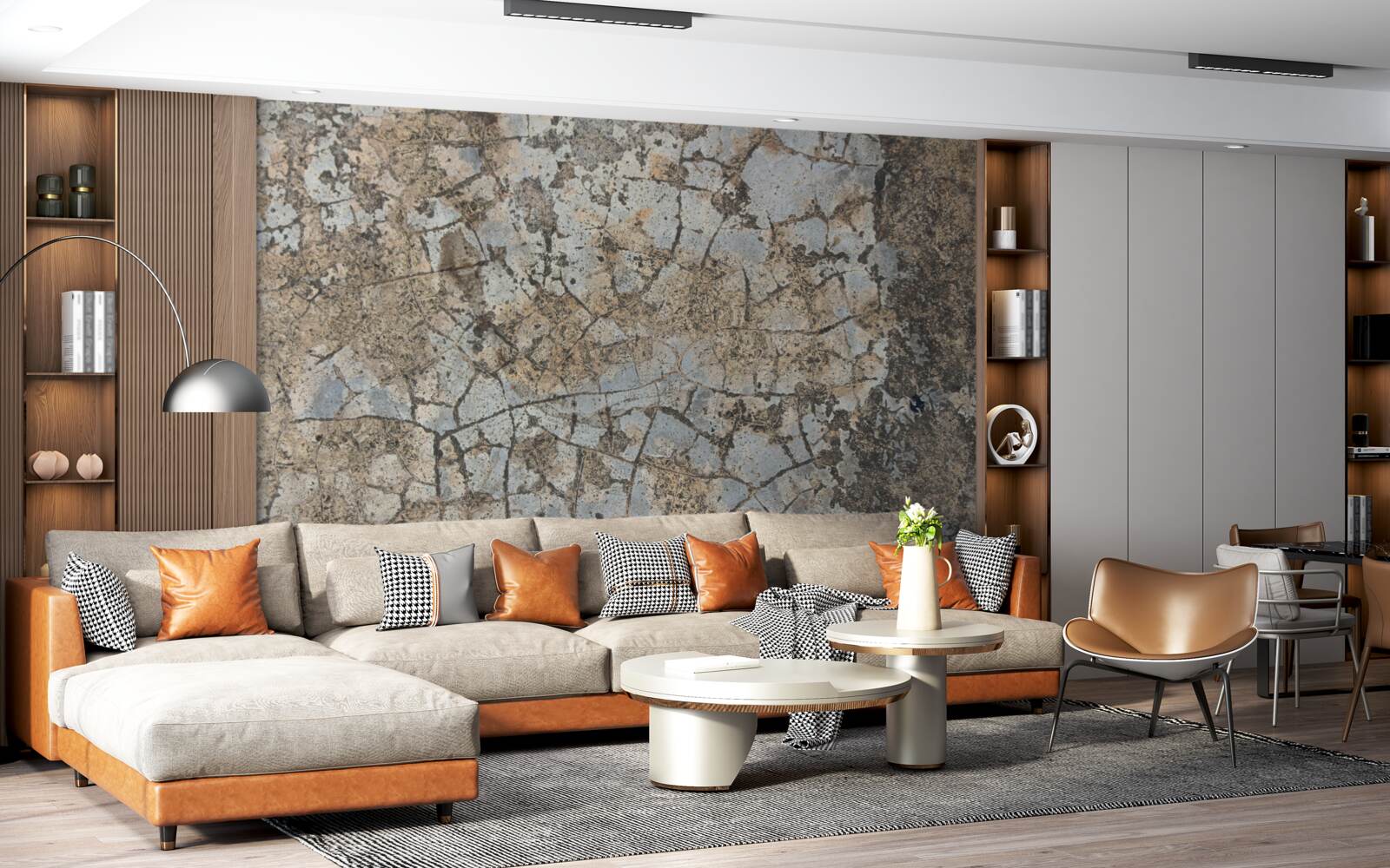 Fotobehang marmeren oppervlak, bezaaid met barsten