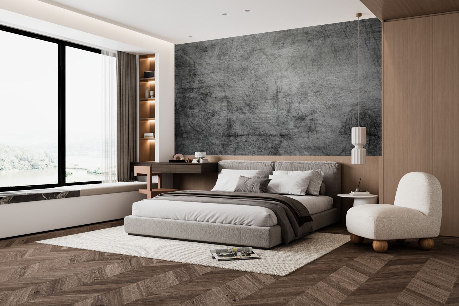 Fotobehang oude grijze achtergrond gemarkeerd met krassen