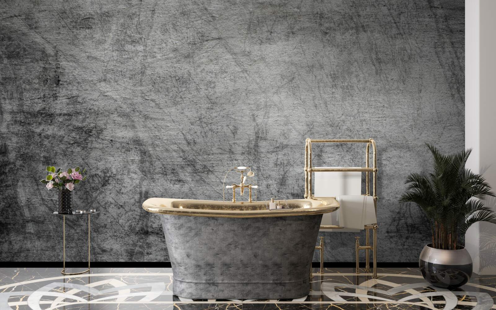 Fotobehang oude grijze achtergrond gemarkeerd met krassen