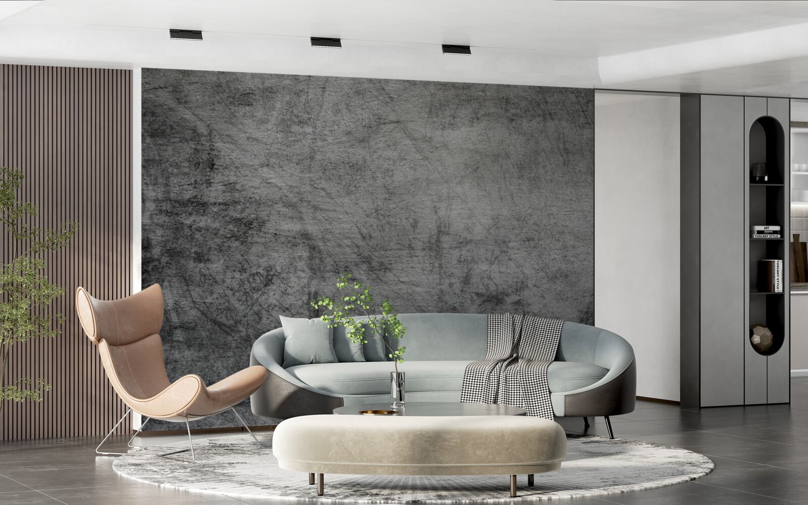 Fotobehang oude grijze achtergrond gemarkeerd met krassen