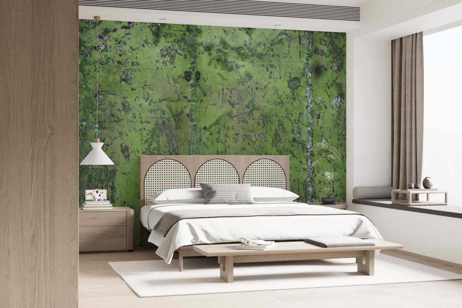 Fotobehang Muur bedekt met groene roest