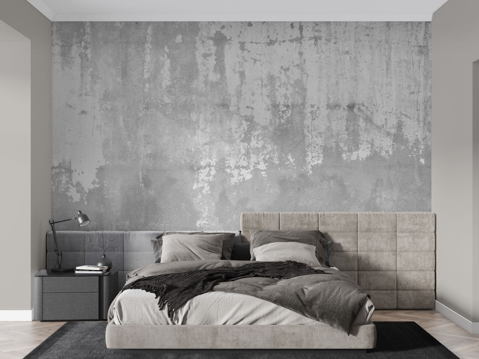 Fotobehang buiten het huis is een grijze muur