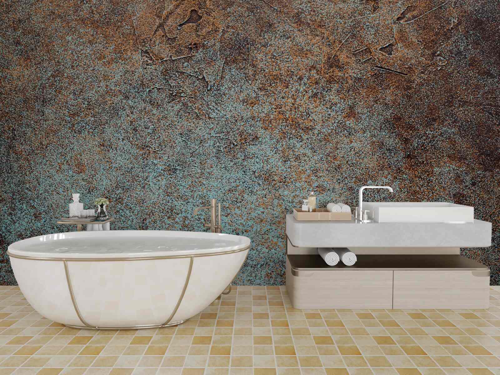 Fotobehang coating van donker geoxideerd ijzer