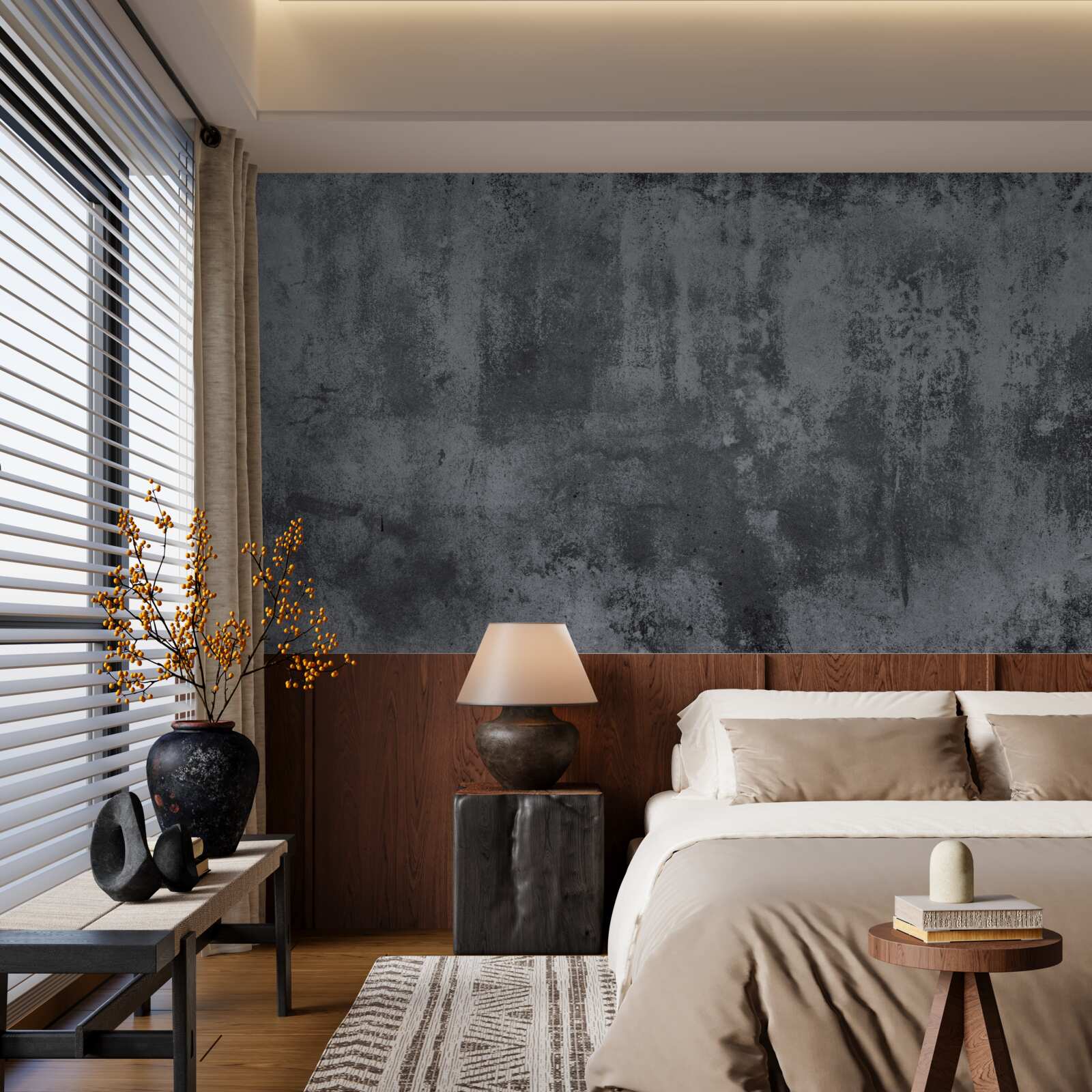 Fotobehang de muurtextuur is extreem donker