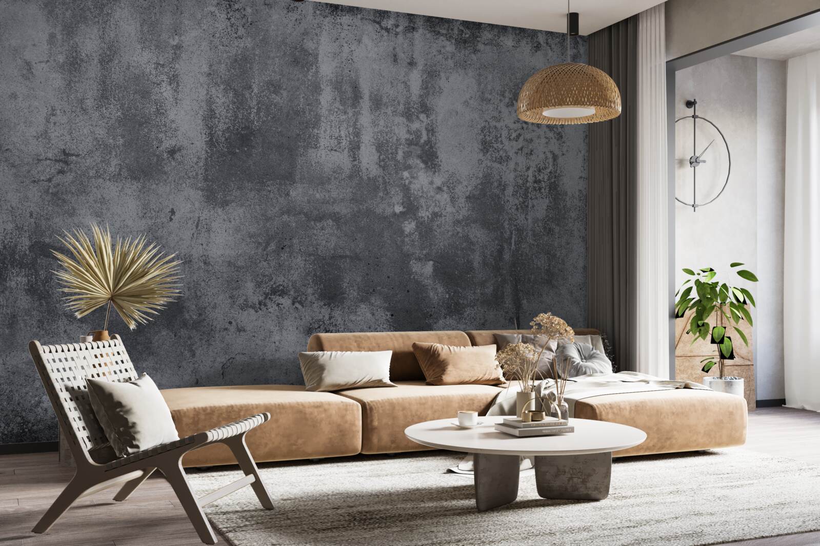 Fotobehang de muurtextuur is extreem donker