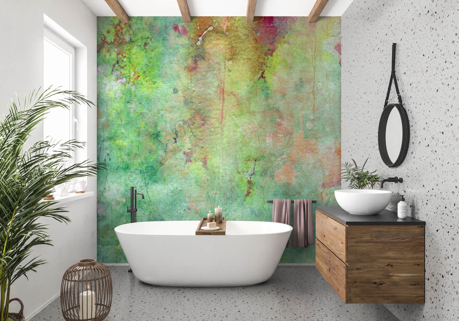 Fotobehang delicaat abstract schilderij