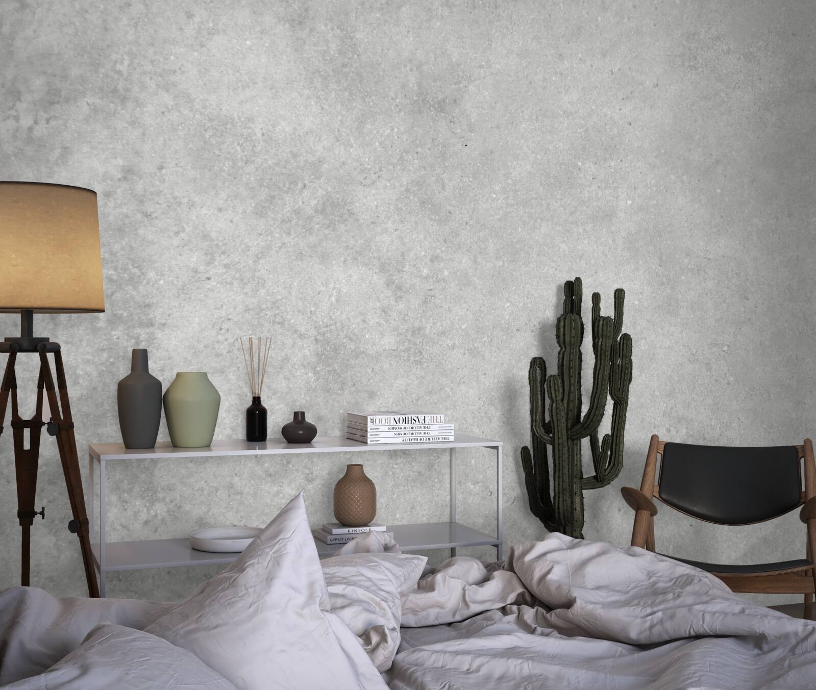 Fotobehang De muur is gemaakt van beton in een lichtgrijze tint