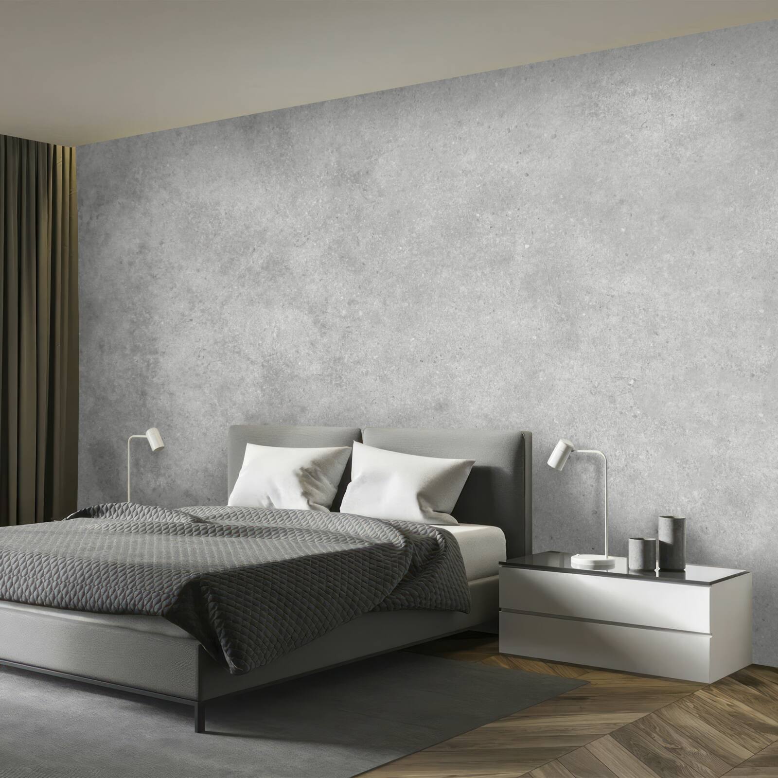 Fotobehang De muur is gemaakt van beton in een lichtgrijze tint