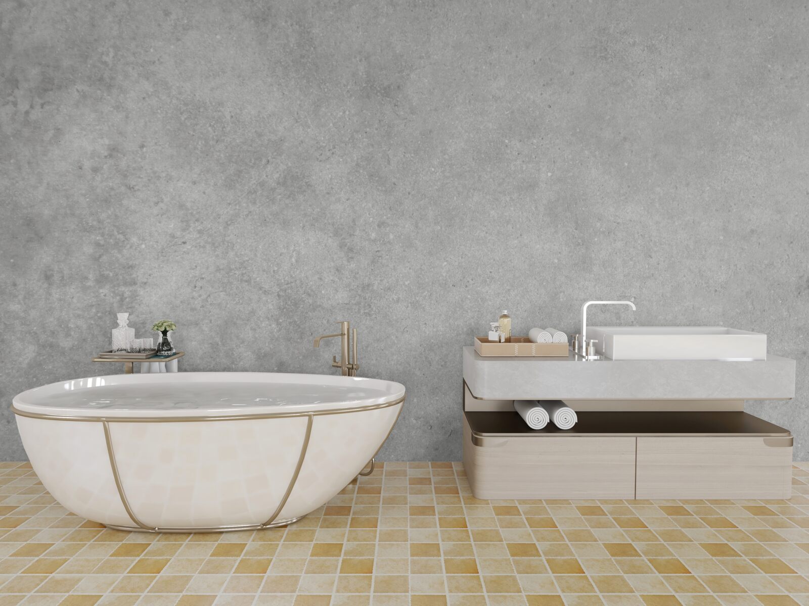 Fotobehang De muur is gemaakt van beton in een lichtgrijze tint