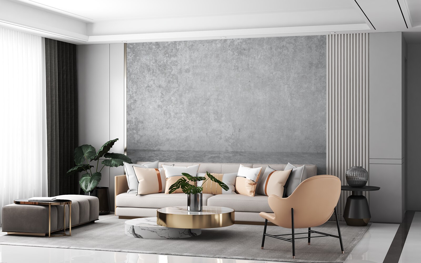 Fotobehang lichtgrijze betonnen muur