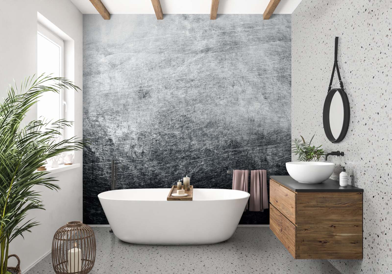 Fotobehang problematische grijze muur