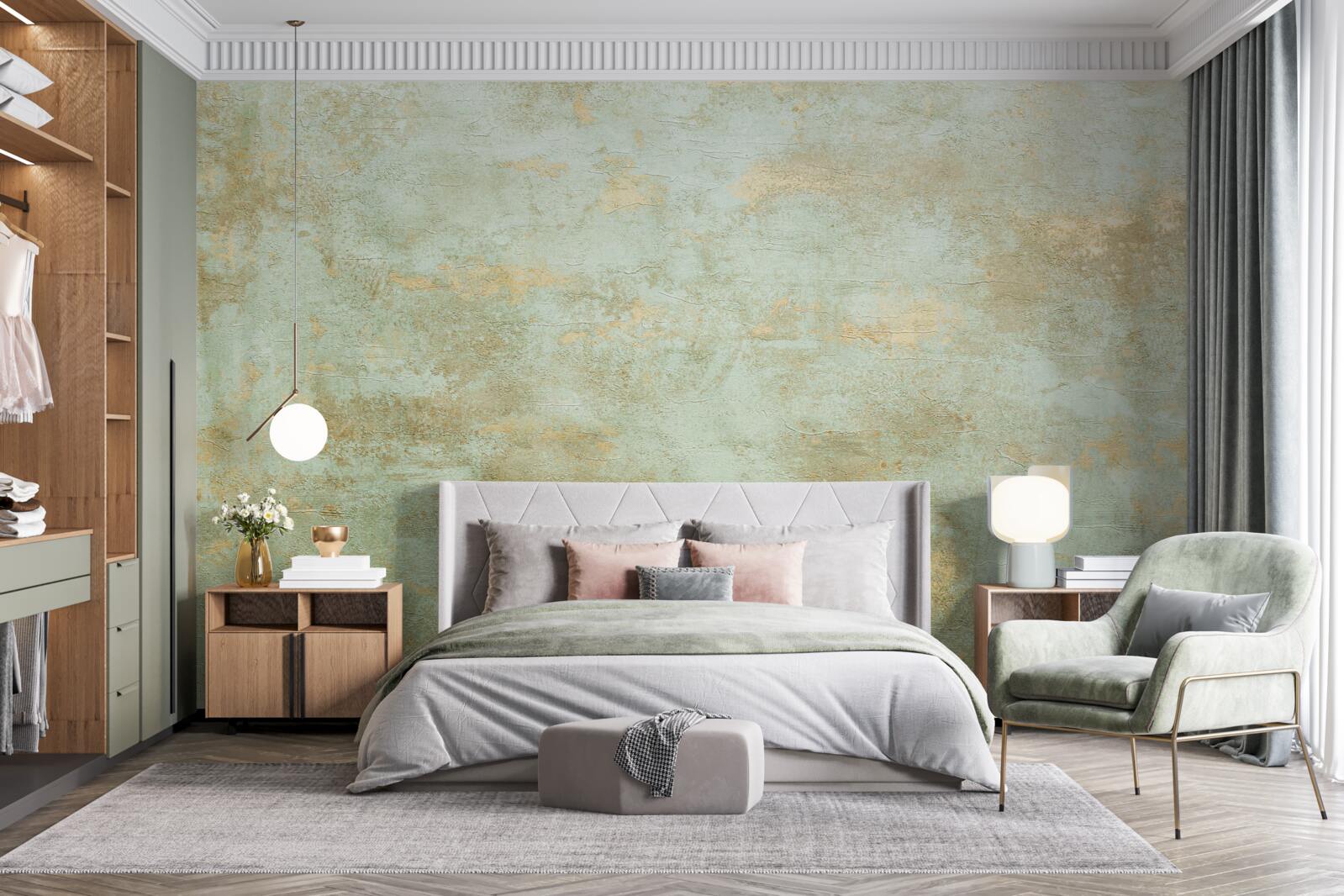 Fotobehang goud met kaki