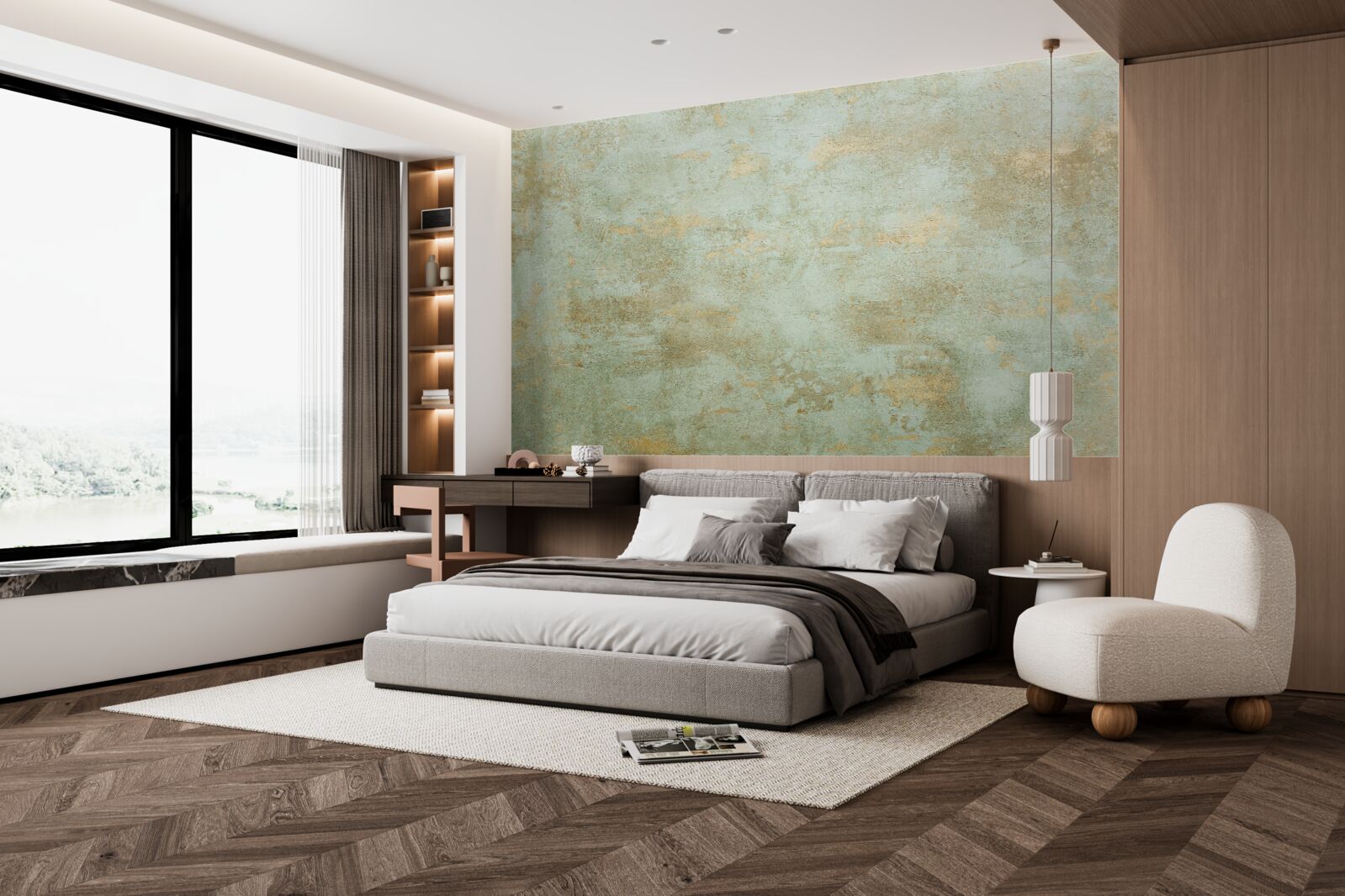 Fotobehang goud met kaki