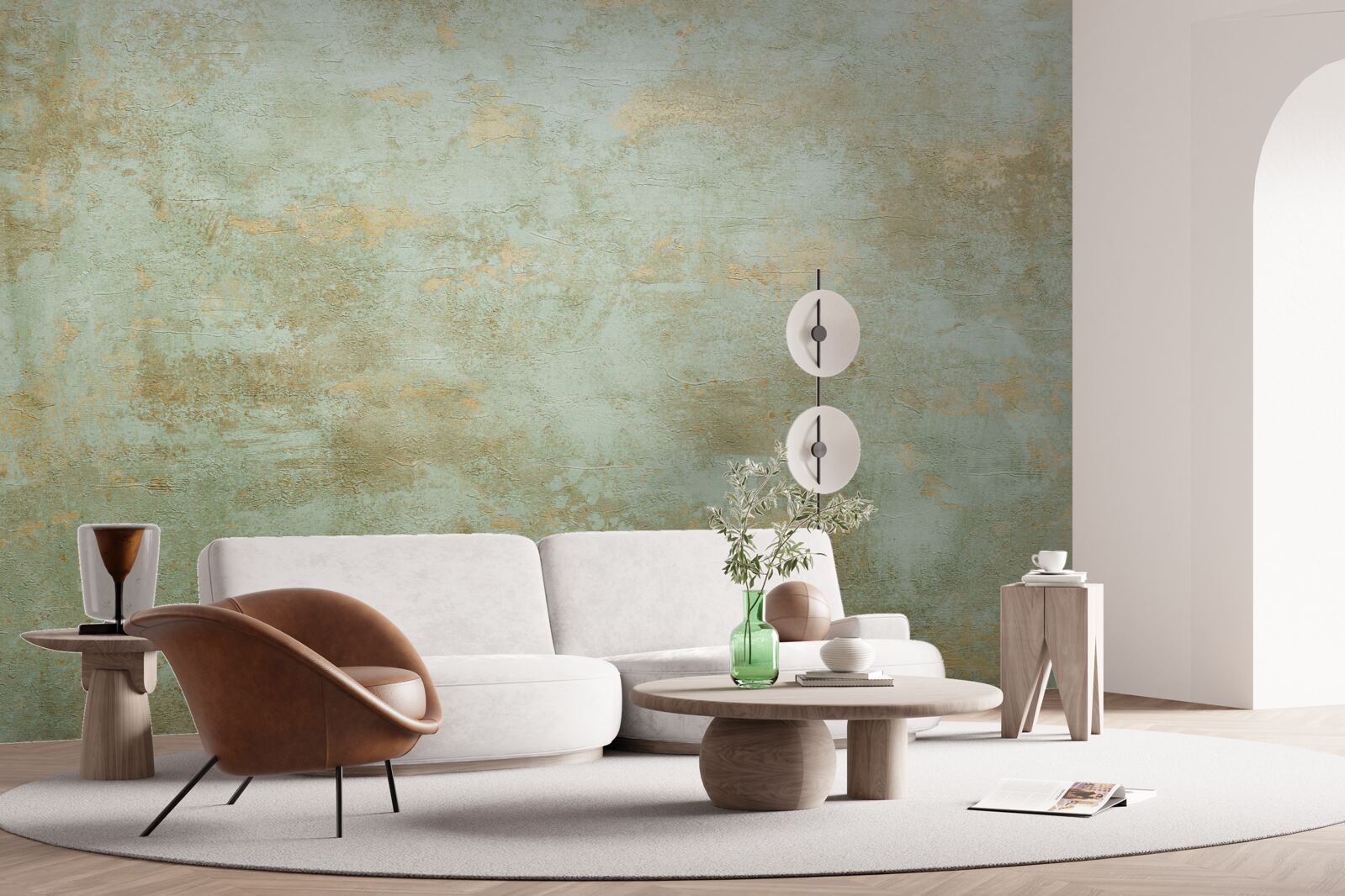 Fotobehang goud met kaki