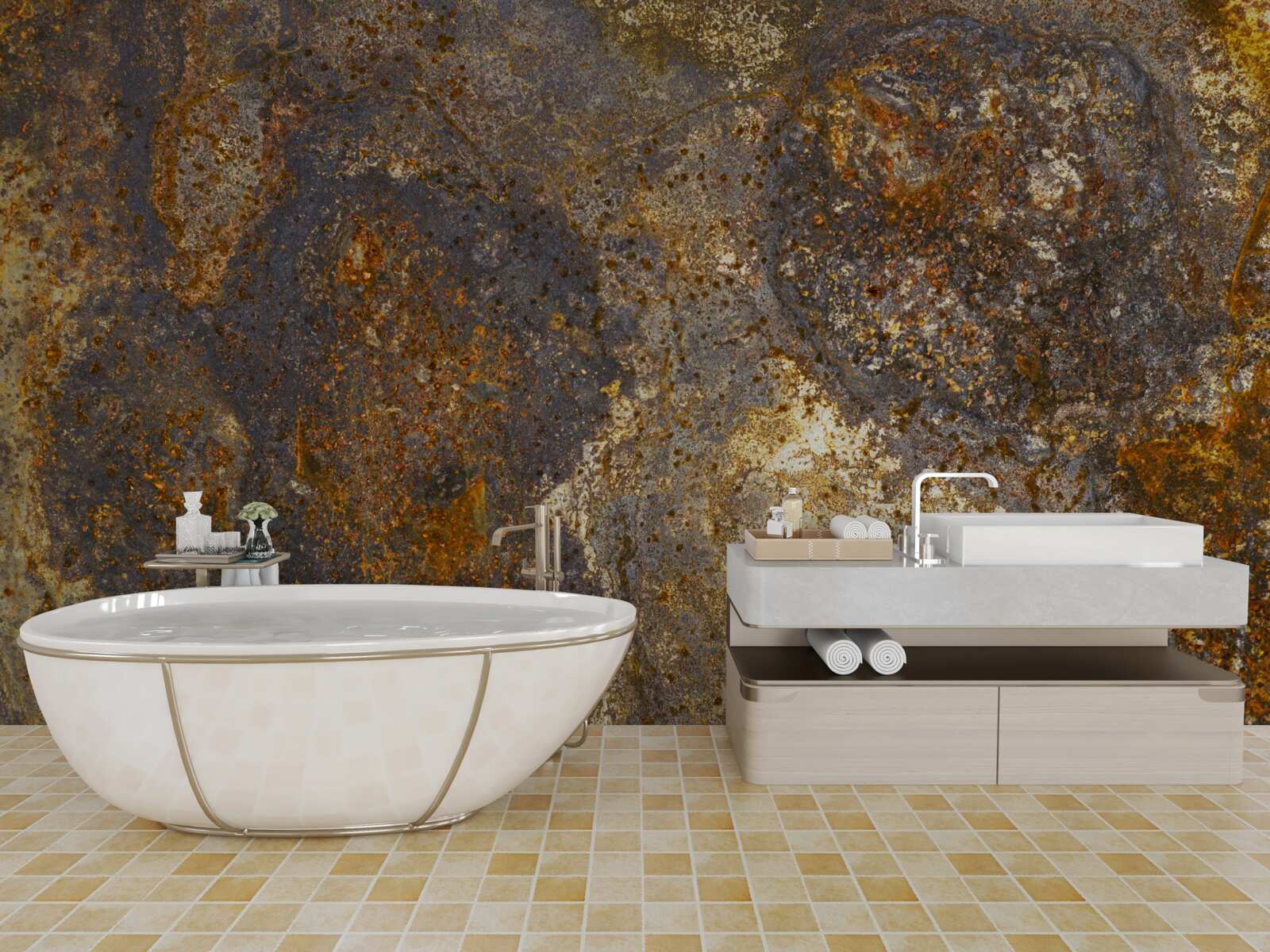 Fotobehang verf die gebarsten is en begint af te bladderen