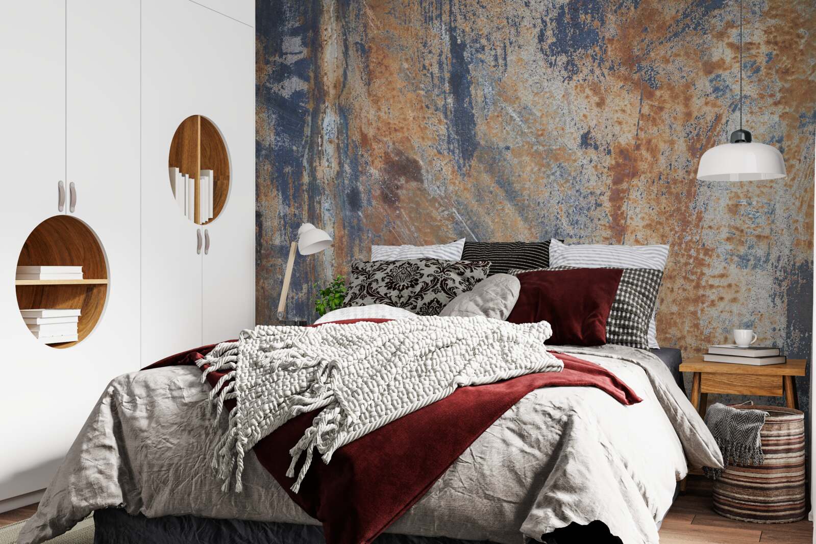 Fotobehang ondoorzichtige muur bedekt met roest