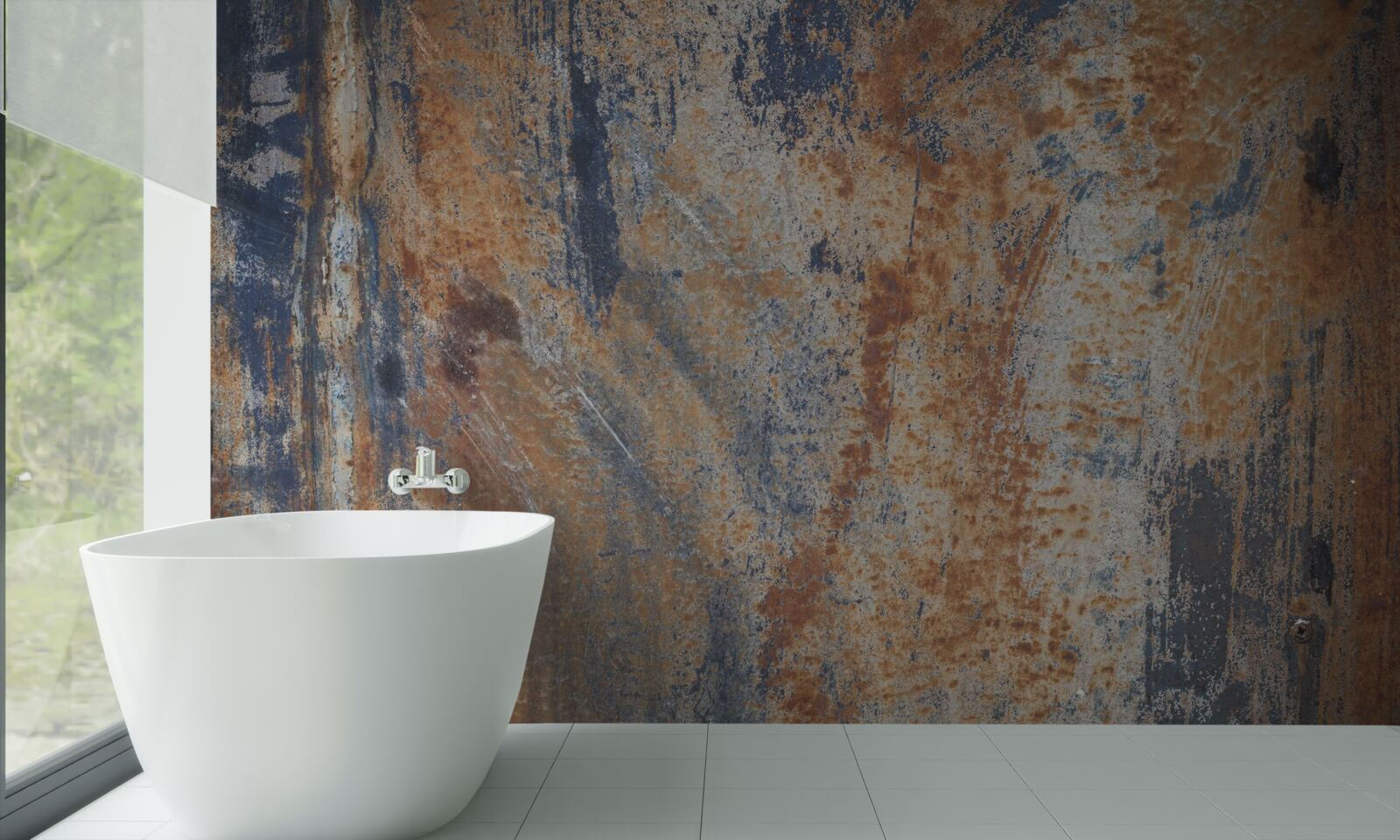 Fotobehang ondoorzichtige muur bedekt met roest