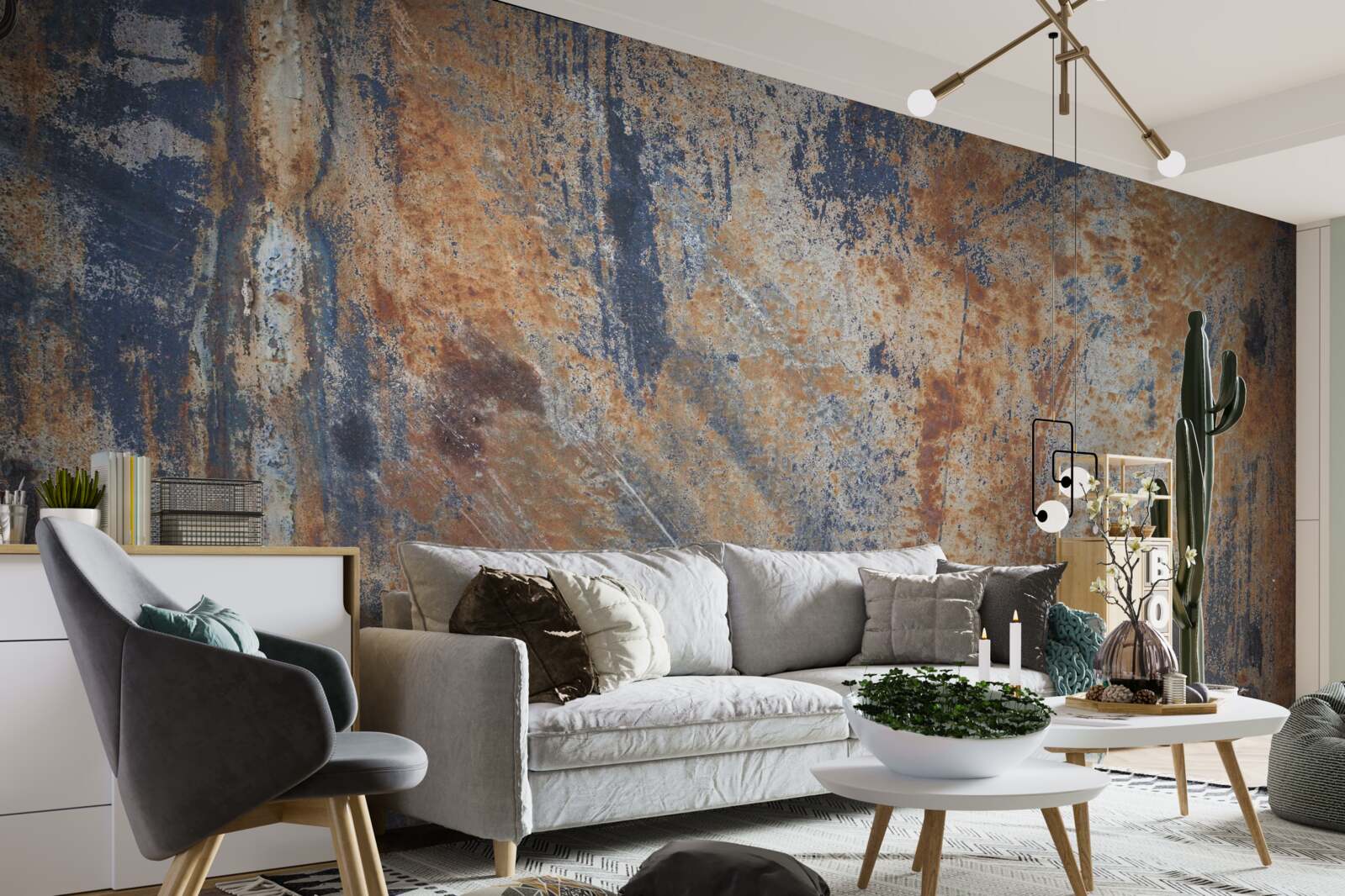 Fotobehang ondoorzichtige muur bedekt met roest