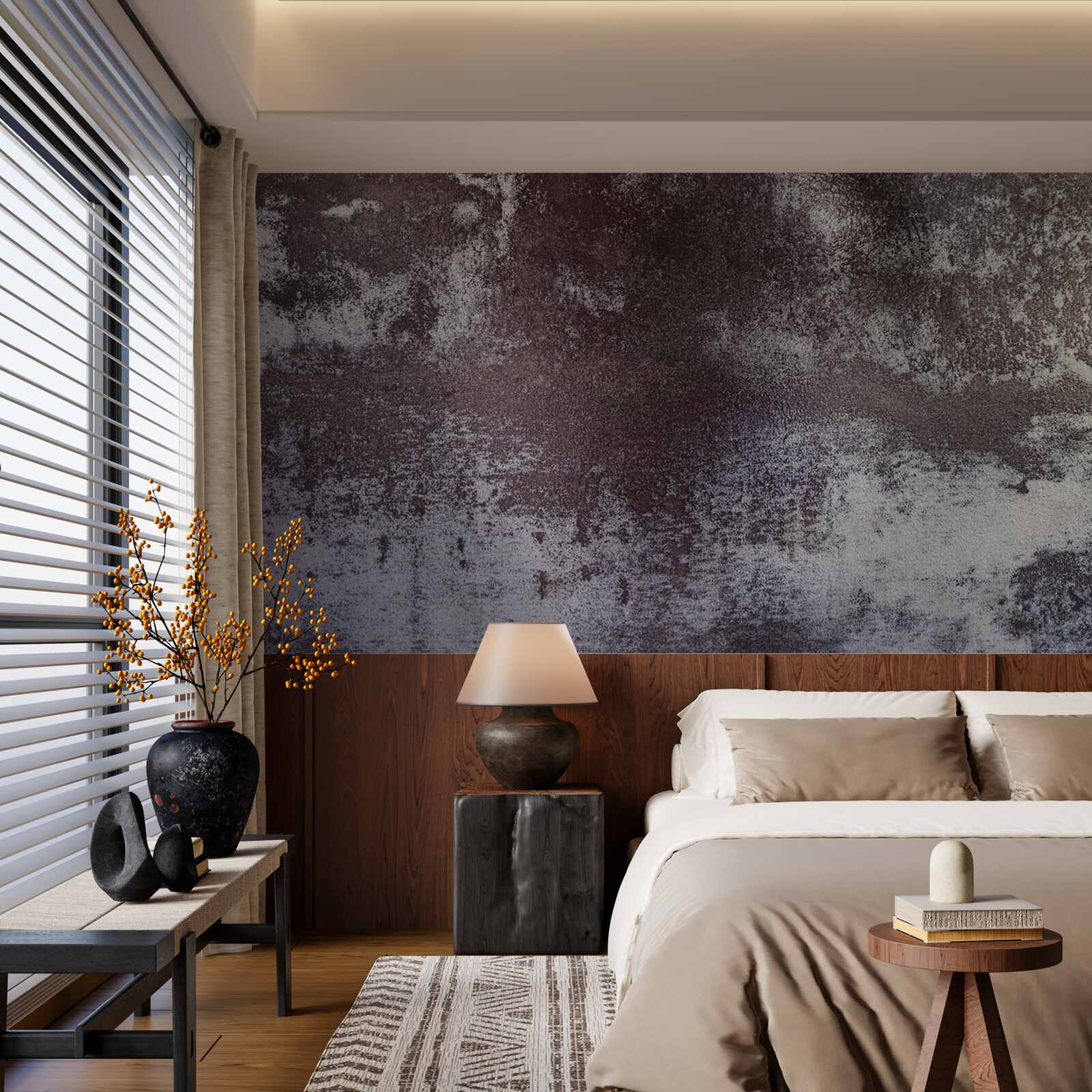 Fotobehang grijs metaal in vintage stijl