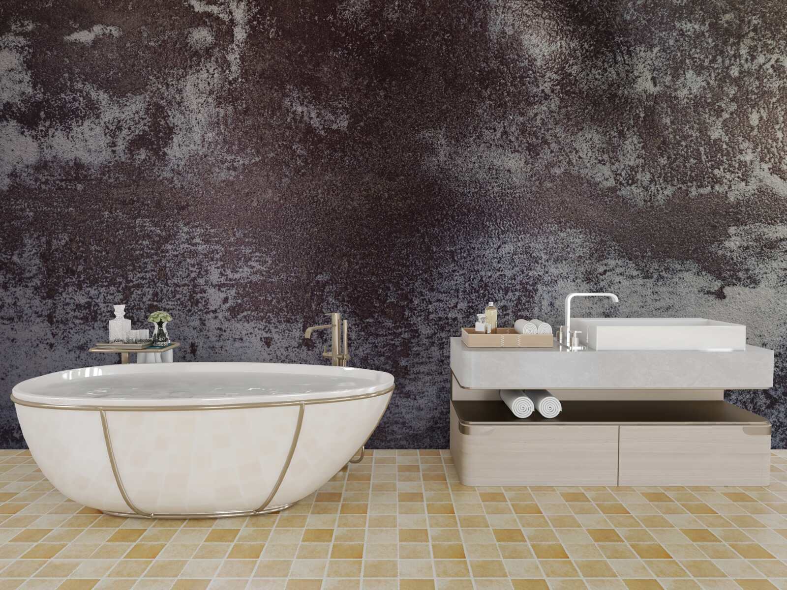 Fotobehang grijs metaal in vintage stijl