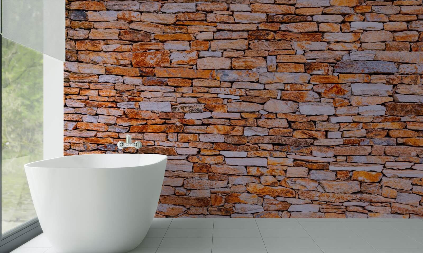 Fotobehang langwerpige omheining in bruine steen