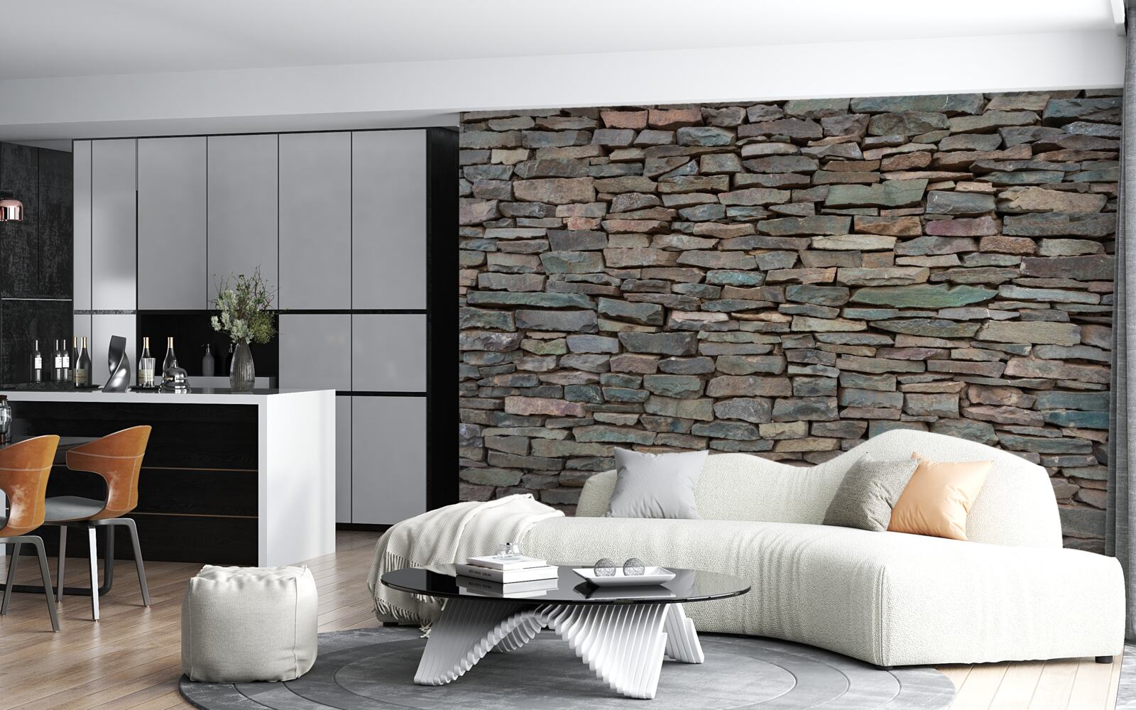 Fotobehang leggen van stenen in de lengterichting