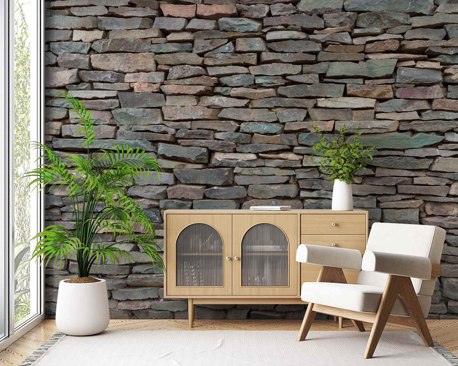 Fotobehang leggen van stenen in de lengterichting