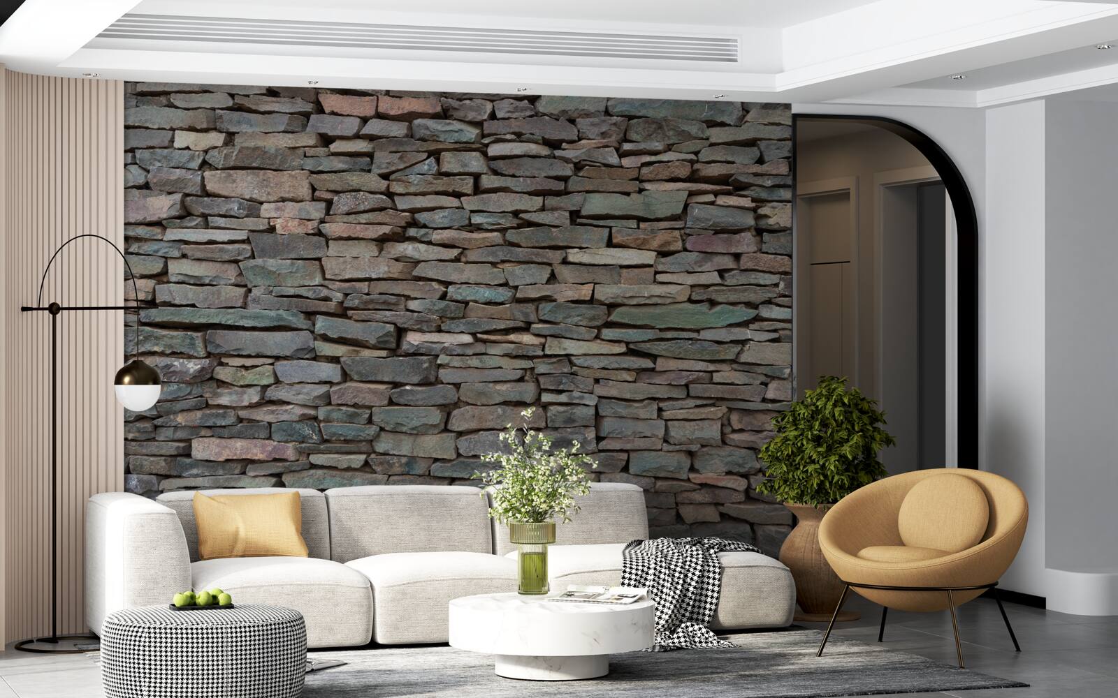 Fotobehang leggen van stenen in de lengterichting