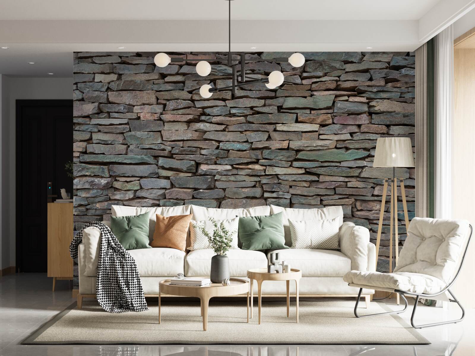 Fotobehang leggen van stenen in de lengterichting