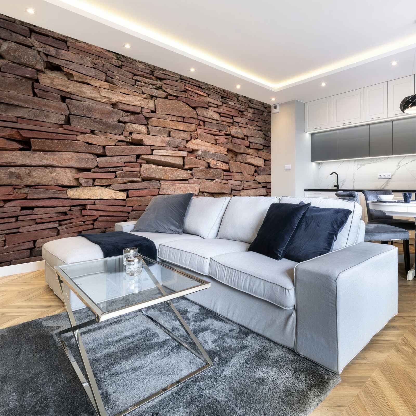 Fotobehang bruine stenen barrière met ongelijke textuur