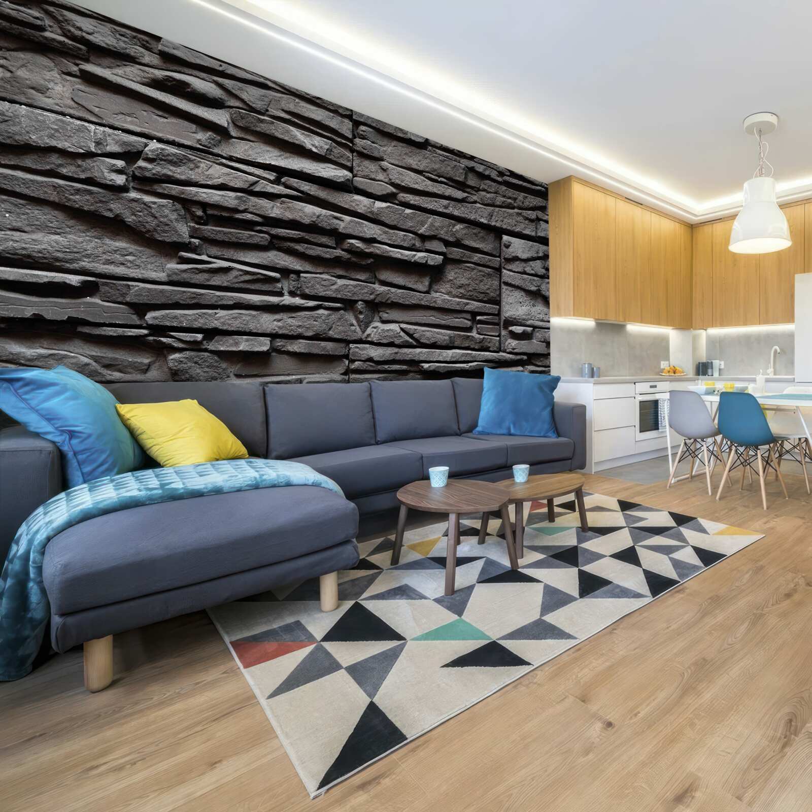 Fotobehang donkergrijze langwerpige steen